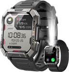 Reloj inteligente militar para hombre (respuesta/hacer llamadas), reloj inteligente de 2.01 pulgadas para Android y iPhone, rastreador de actividad física con linterna/brújula/batería de 100 días/frecuencia cardíaca/sueño/más de 100 modos deportivos (2