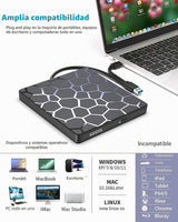 ASHDOL Unidad externa de CD y DVD, 8 en 1 USB 3.0 y lector de disco...