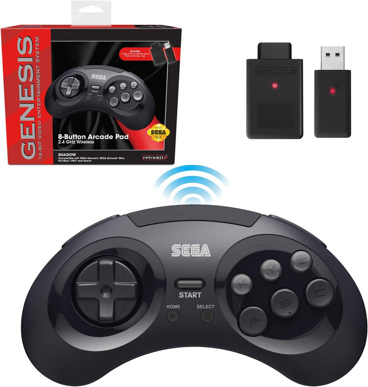 Retro-Bit Sega Genesis 24 GHz Wireless Controller 8-Button