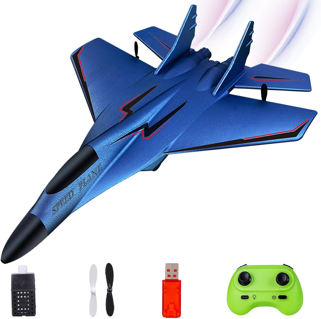 MAXBECK Avión inalámbrico de juguete con luces Su-35 Rc planeador de 2 canales 2.4 GHZ, aviones de control remoto de espuma al aire libre para aviones Hobby Rc