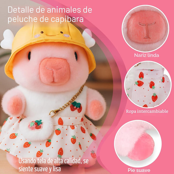 TITQWOP Bonito peluche Capybara de 10.2 pulgadas con 9 piezas de ro...