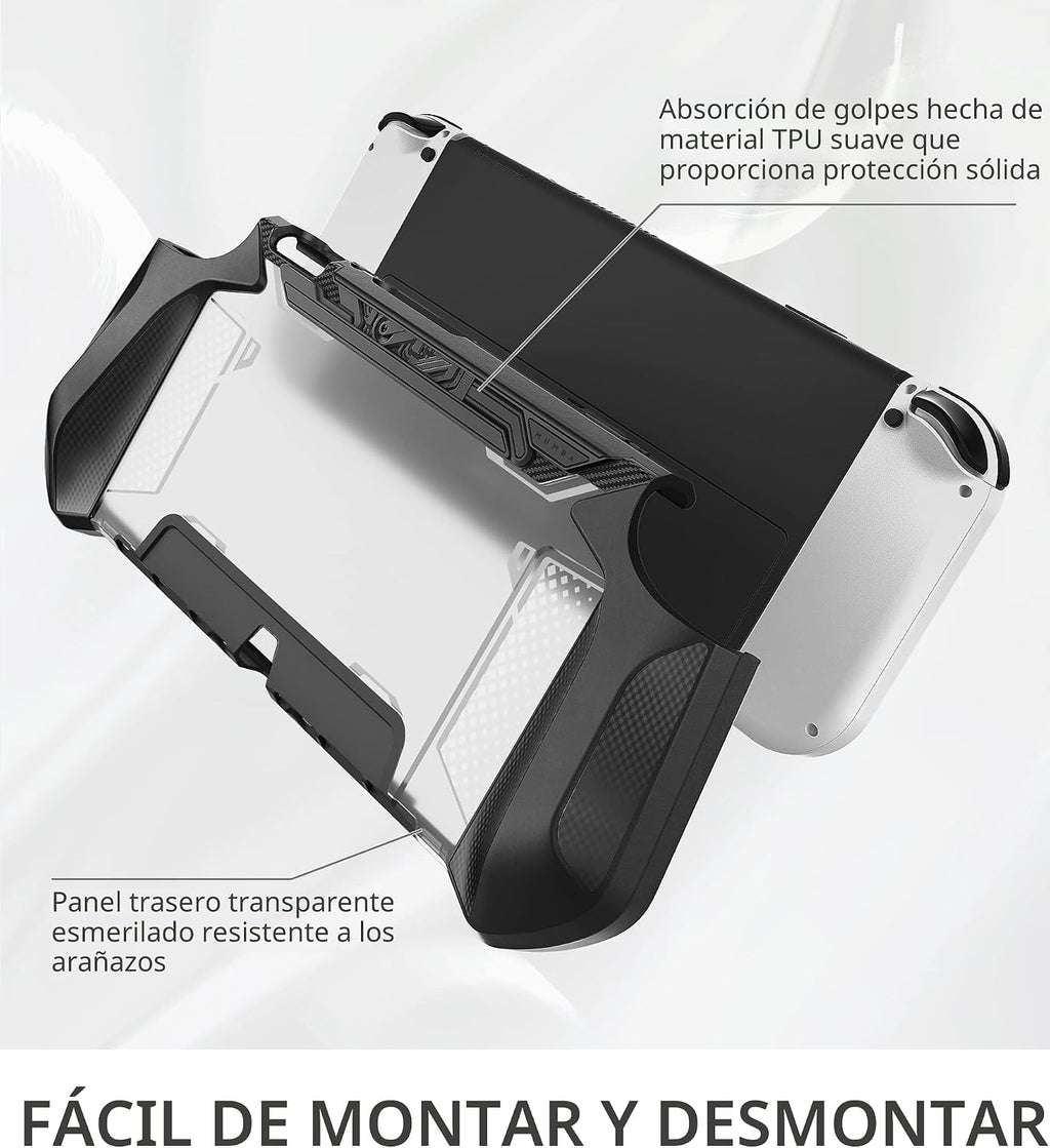 Mumba Funda acoplable para Nintendo Switch OLED 2021, Blade Series TPU Grip Funda protectora Accesorios compatibles con controlador Joy-Con de 7 pulgadas (negro)