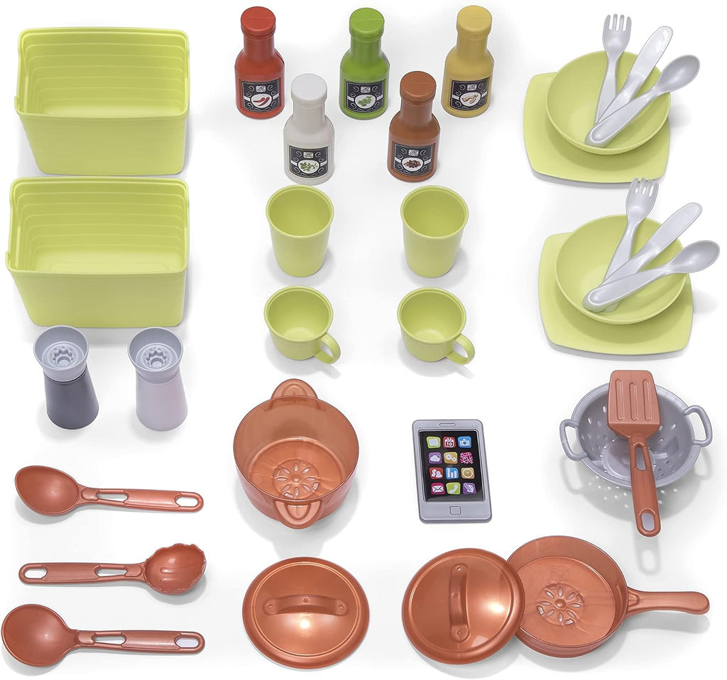 Step2 Moderno juego de cocina Metro para niños, incluye más de 30 accesorios de cocina de juguete, características interactivas para juegos de simulación, juego para interiores y exteriores, dimensiones 44.75 pulgadas de alto x 46.5 pulgadas de ancho x