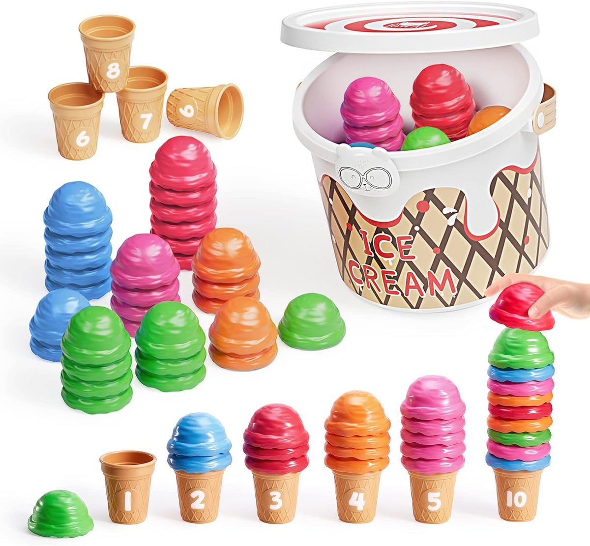 JoyCat Juego de actividades de aprendizaje preescolar para helados, conteo