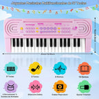 Teclado de piano de juguete para niños pequeños, pianos de 37 teclas, juguetes musicales con micrófono