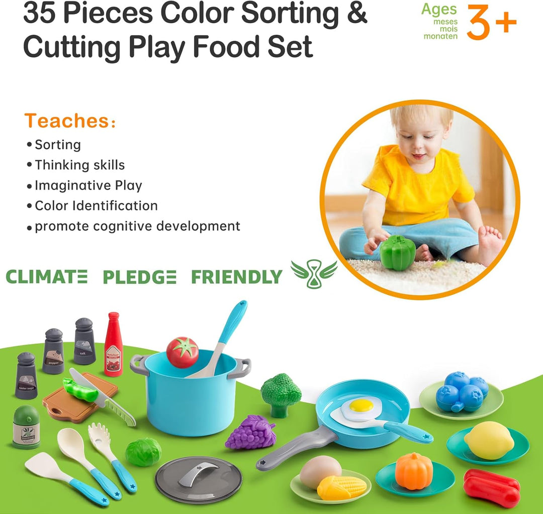 35 piezas de accesorios de juguete de cocina para niños, juego de c...