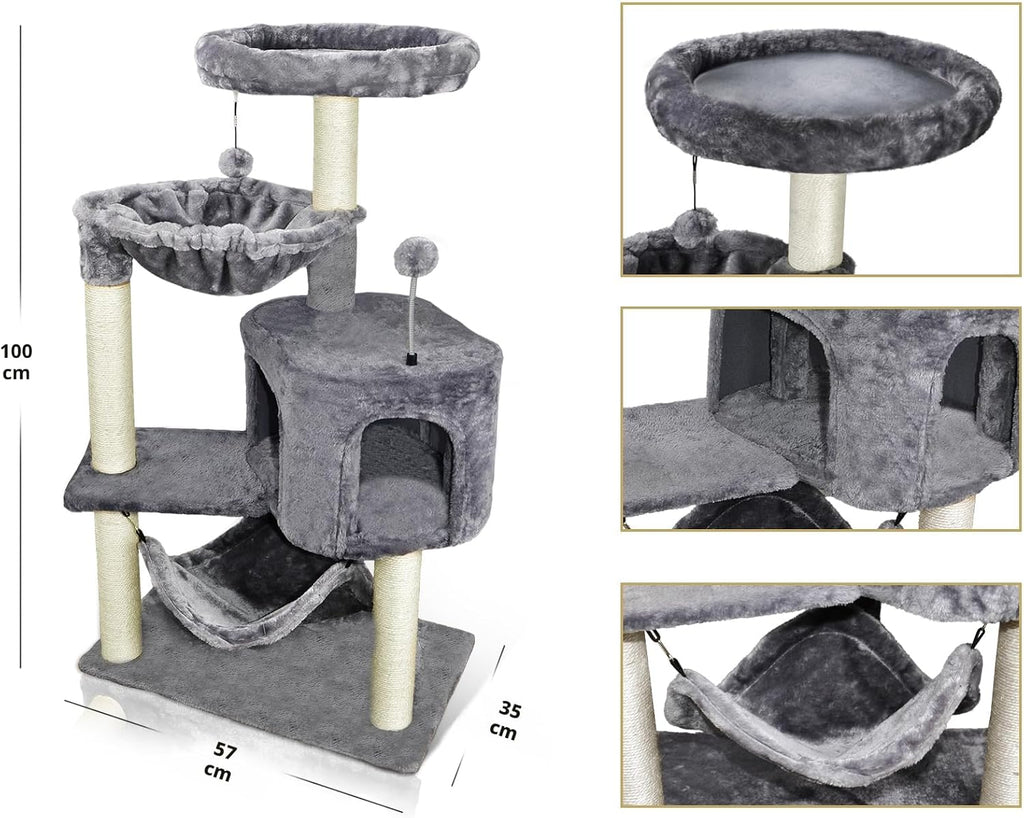 YUNIQUE - Árbol para gatos con condominio y hamaca grande, gris