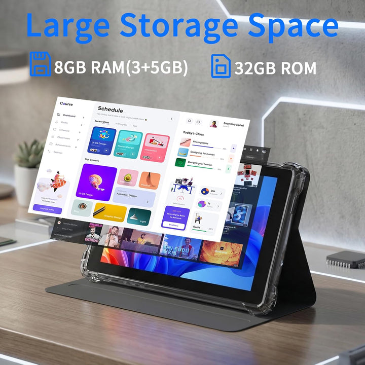 Tablet Android de 7 pulgadas con funda, procesador de cuatro núcleo...