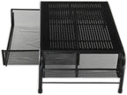 Simple Houseware Base Metálica Elevadora para Monitor de Escritorio con Cajón Organizador, Negro