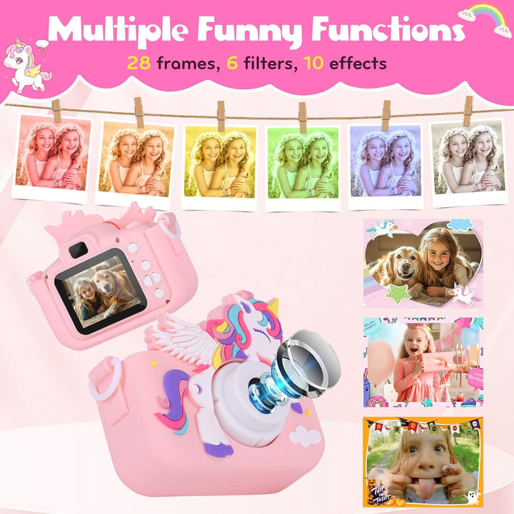 Cámara para niños Unicornio Niñas Juguetes, Cámara digital para niñ...