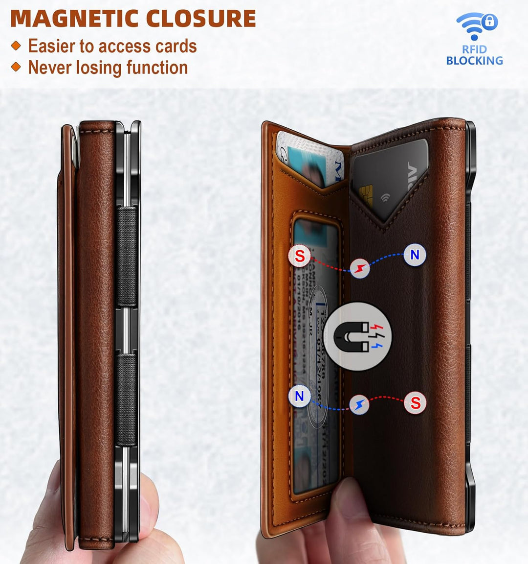 Cartera Bulliant para hombre, cartera de piel delgada con bolsillo...