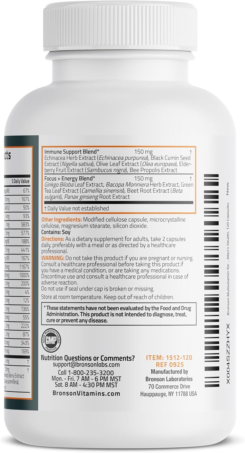 Bronson Multivitamínico para hombres, fórmula de cobertura diaria t...