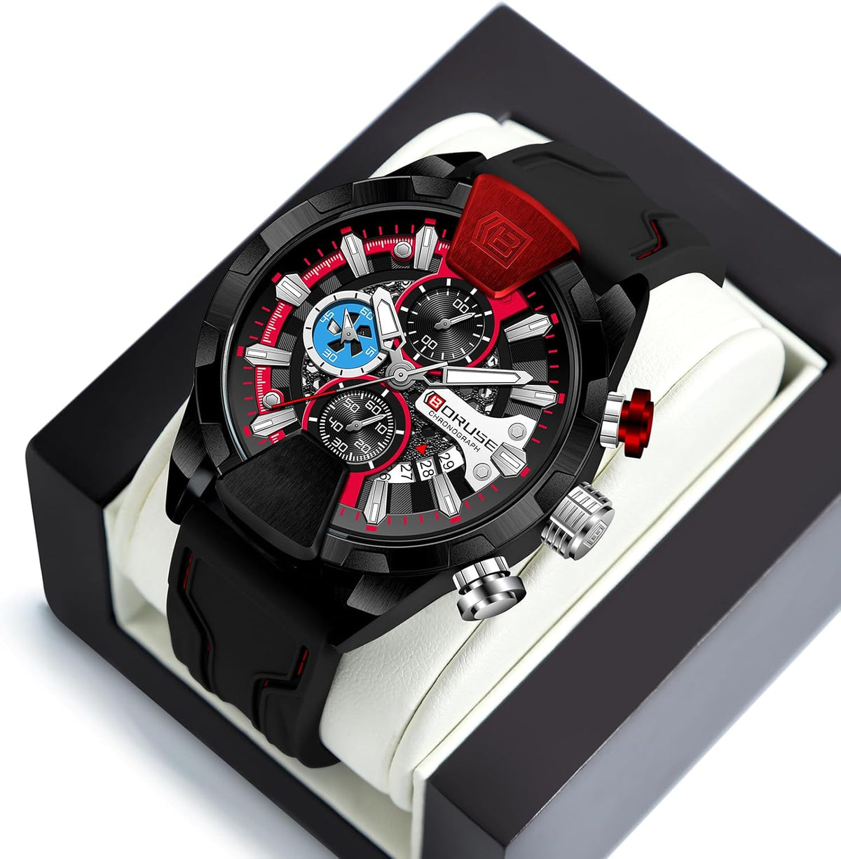 Relojes deportivos para hombre, reloj de gran esfera militar con correa de silicona