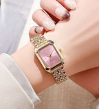 BESTKANG Relojes para mujer, relojes de pulsera de acero con correa de acero, reloj de pulsera de cuarzo cuadrado simple de moda casual