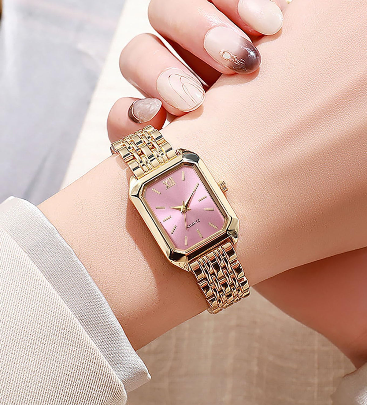 BESTKANG Relojes para mujer, relojes de pulsera de acero con correa de acero, reloj de pulsera de cuarzo cuadrado simple de moda casual