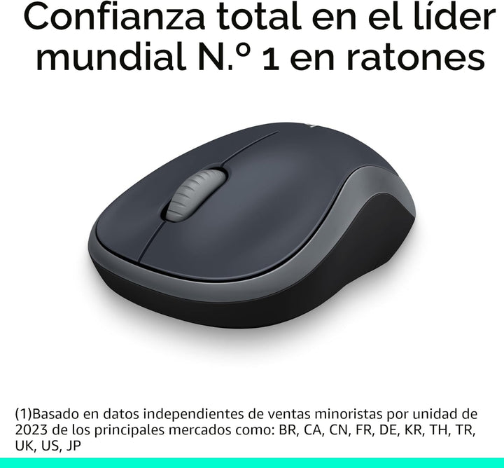Logitech Mouse inalámbrico M185, 2.4 GHz con mini receptor USB, dur...