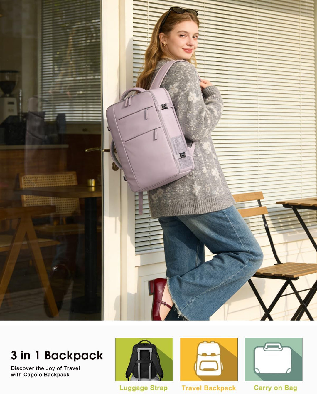 Mochila de viaje Capolo para mujeres y hombres, mochila impermeable...