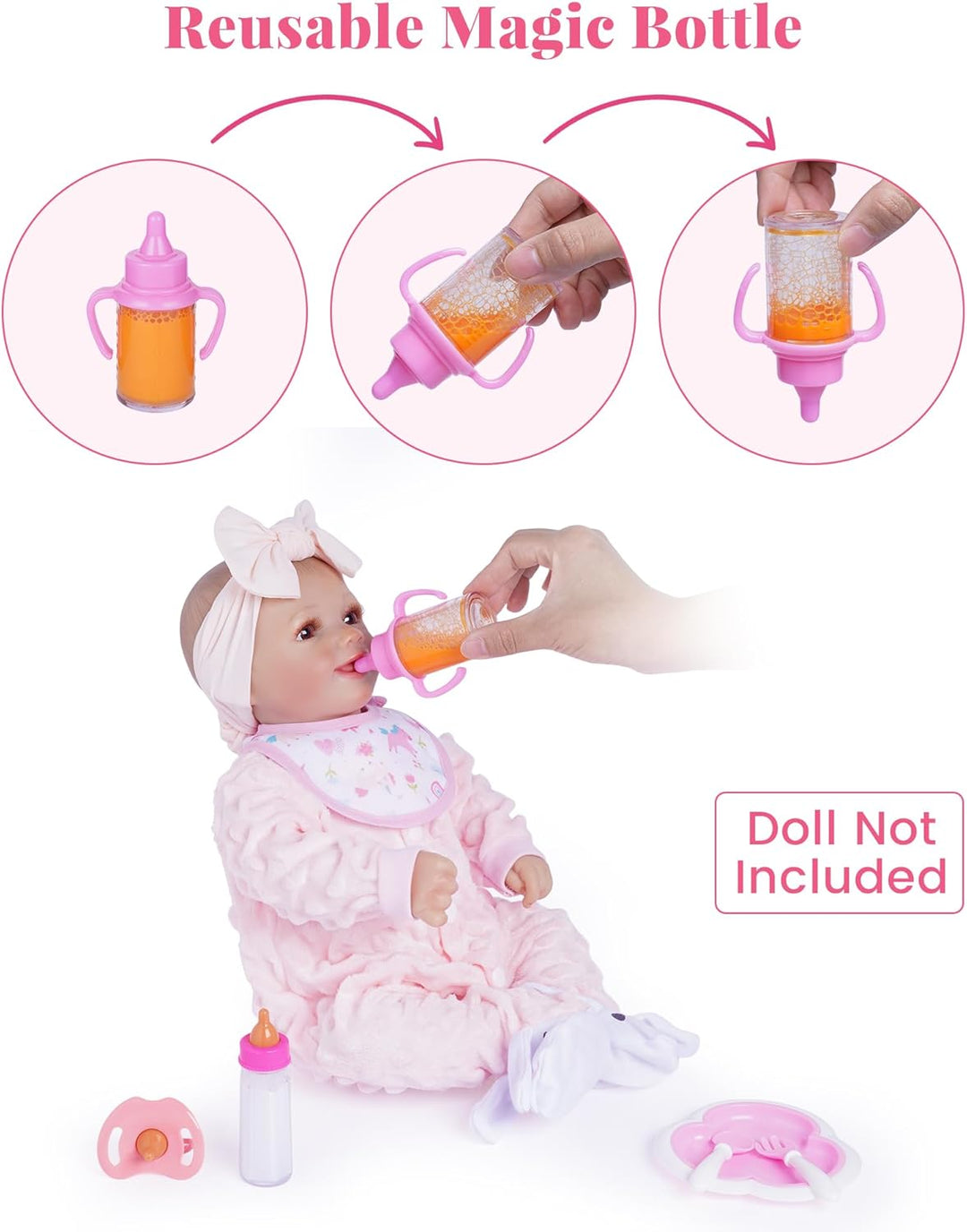BABESIDE Silla alta de muñeca de bebé con accesorios de alimentació...