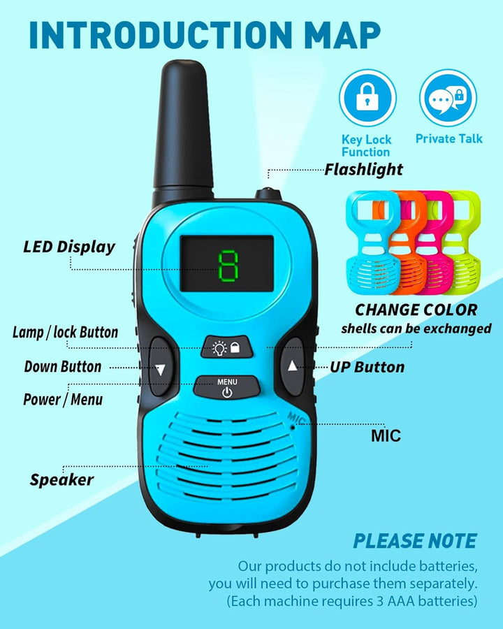 Walkie Talkies para Niños de Largo Alcance - Paquete de 4 Walkie Ta...