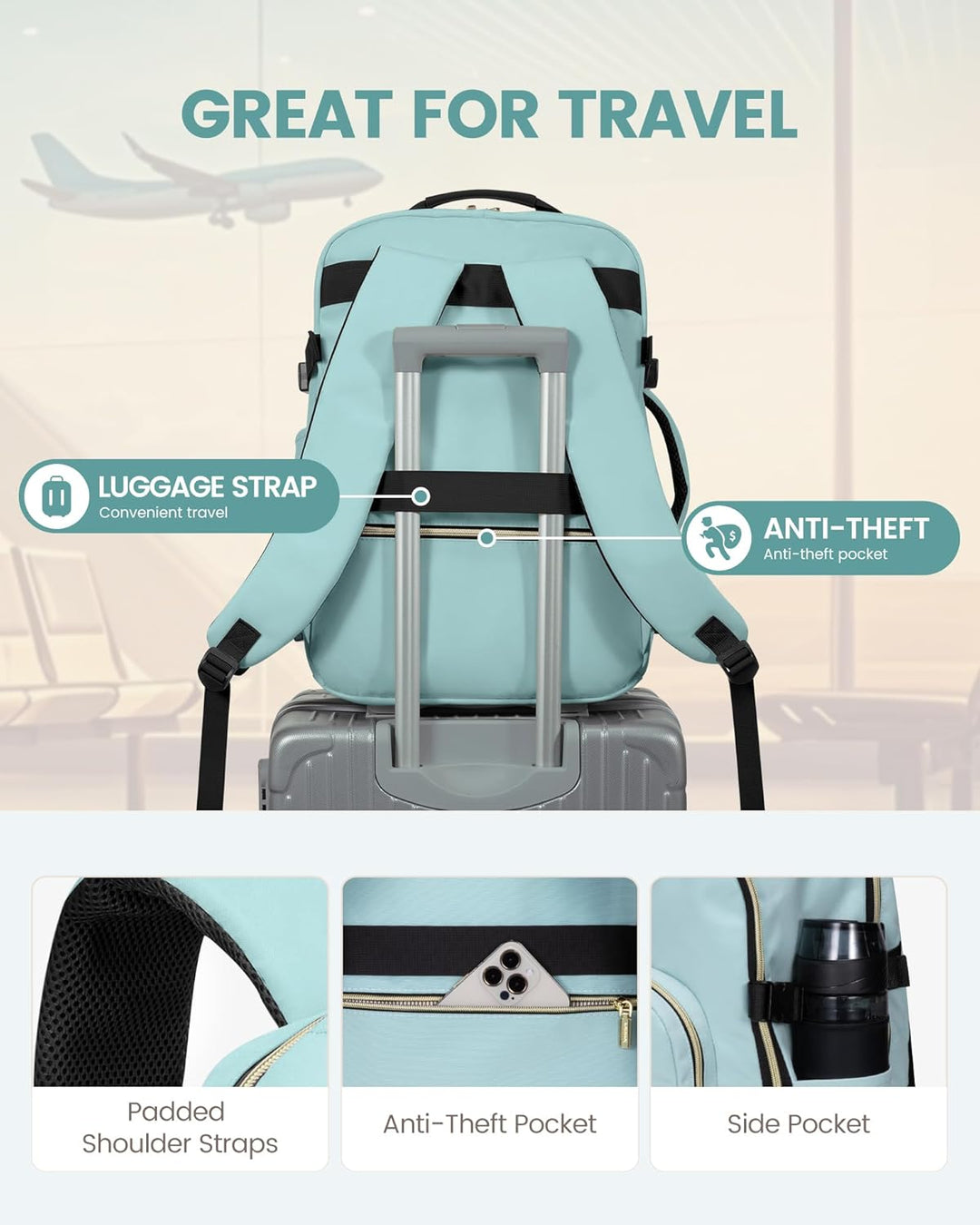 Mochila de viaje Lovevook, mochila de mano, mochila de viaje para a...