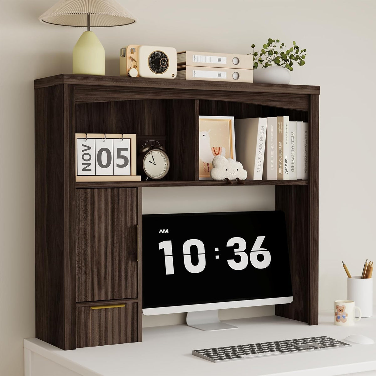 Estante de escritorio, gabinete de escritorio de madera con