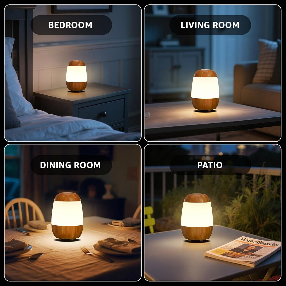 Lámpara uuffoo Paquete de 2 lámparas inalámbricas recargables de luz nocturna