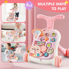 AuntyFey Baby Walker, 3 en 1 Push Walker para Niñas y Niños, Juguete para Aprender a Caminar para 1 Año, de Sentarse a Pararse, Juguete Andador para Niñas 12 Meses, Rosa