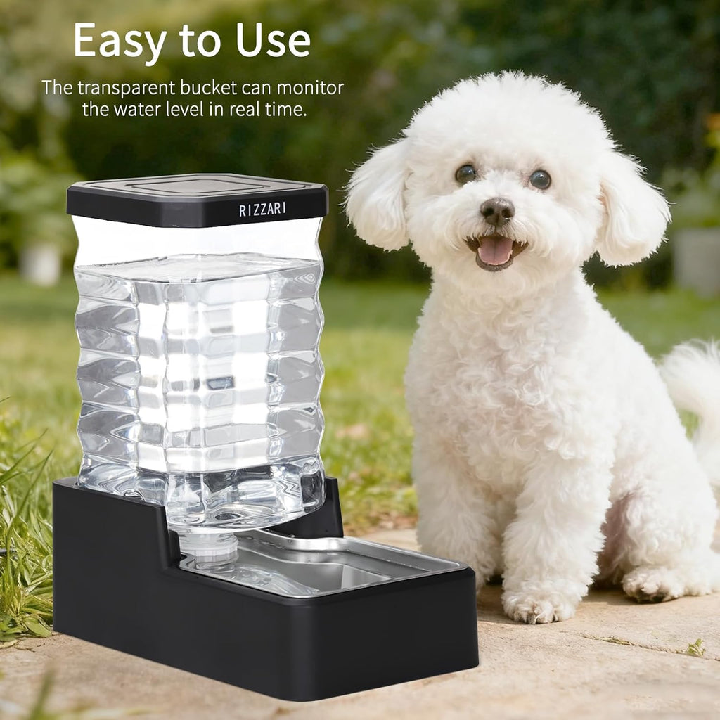 RIZZARI Dispensador de agua para perros con gravedad de 2.1 galones: sin