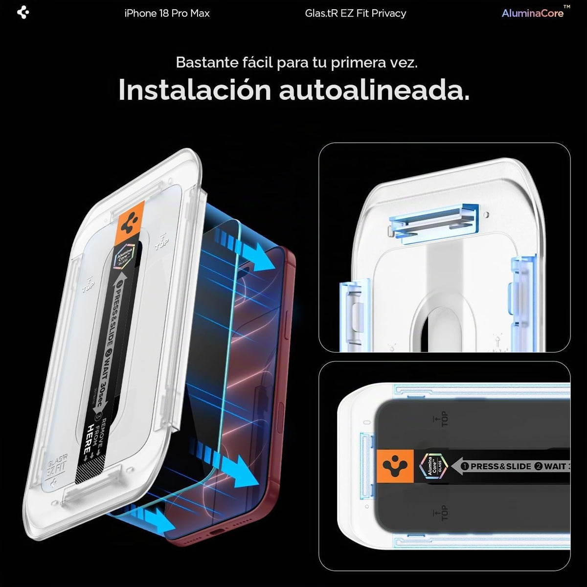 Spigen Filtro de privacidad Protector de pantalla de vidrio templado para