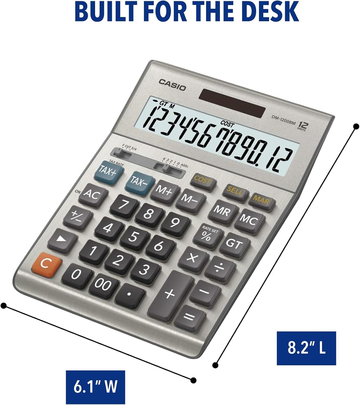 Casio Calculadora de escritorio empresarial DM-1200BM, costo/venta/margen