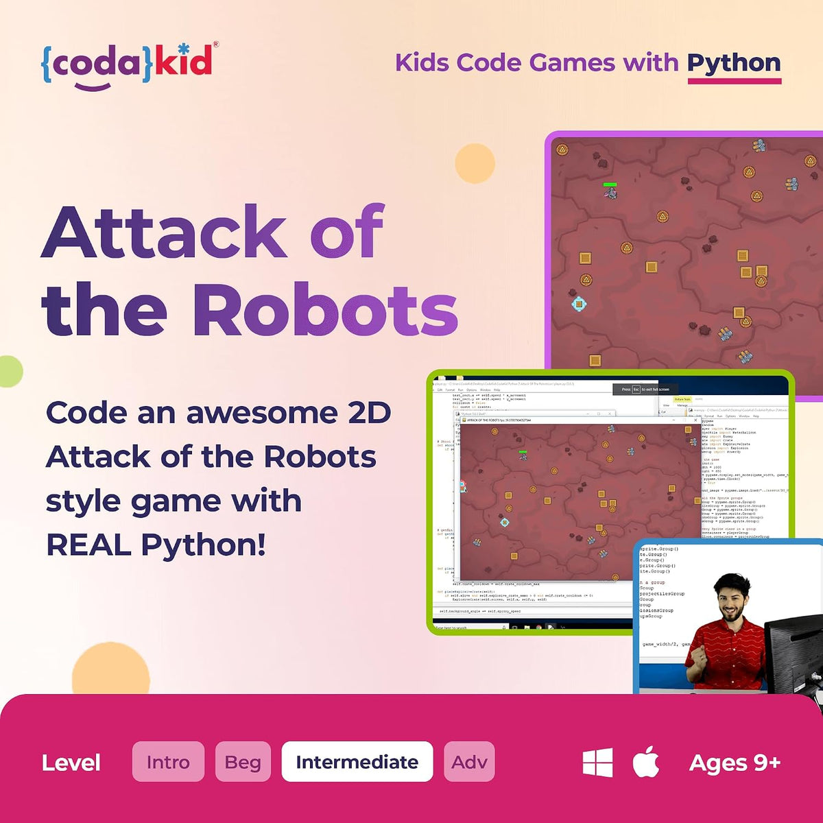 CodaKid Python Coding Box para Kids - Game Development & Computer Programming, Ages 10+ - Includes 12 Months Access & Online Mentor Support