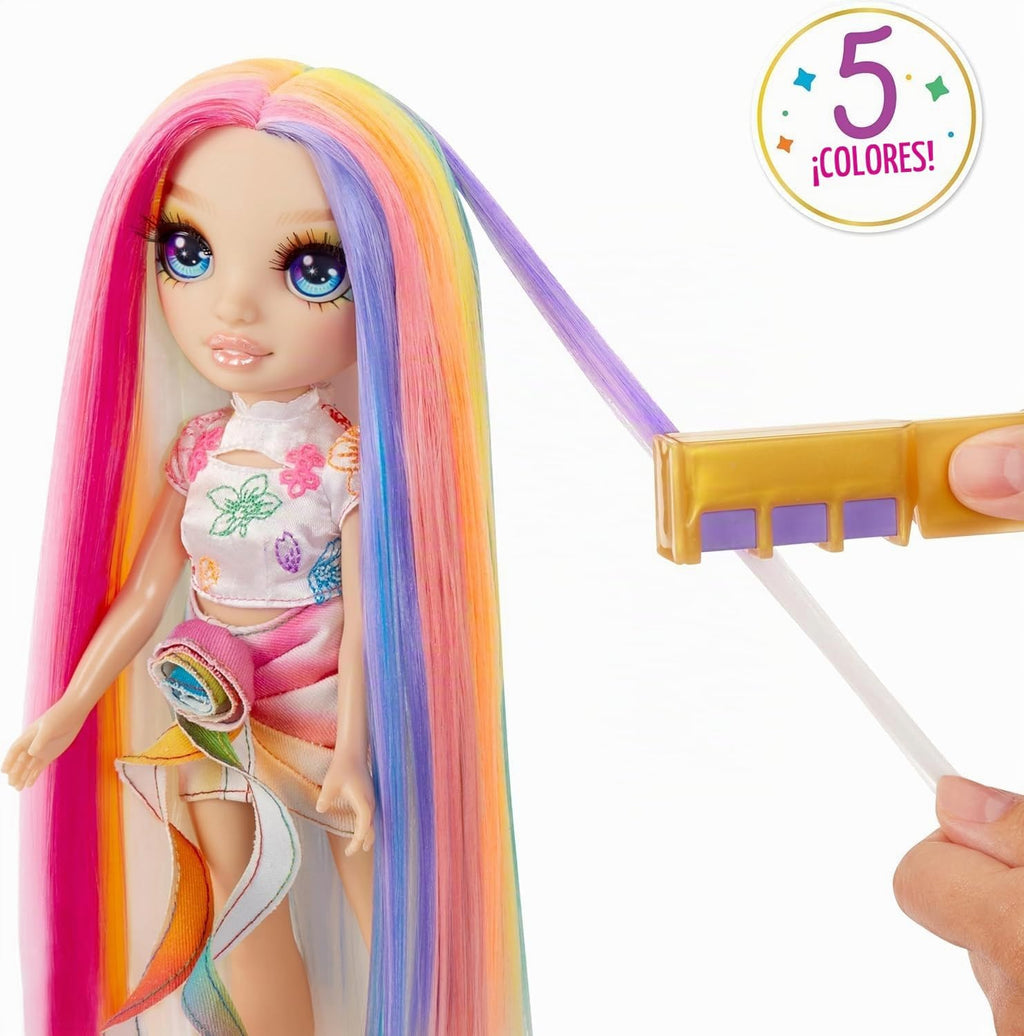 Tiza para cabello de Rainbow High y estilo Amaya - Muñeca arco iris de 27.9 cm. Tiza para cabello lavable, color, estilo, juego, enjuague y repetición. Gran regalo para niños de 4 a 12 años o más
