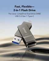 Lexar D40E 256GB Unidad Dual USB 3.2 Gen 1 Tipo-C Jump Drive, Unida...