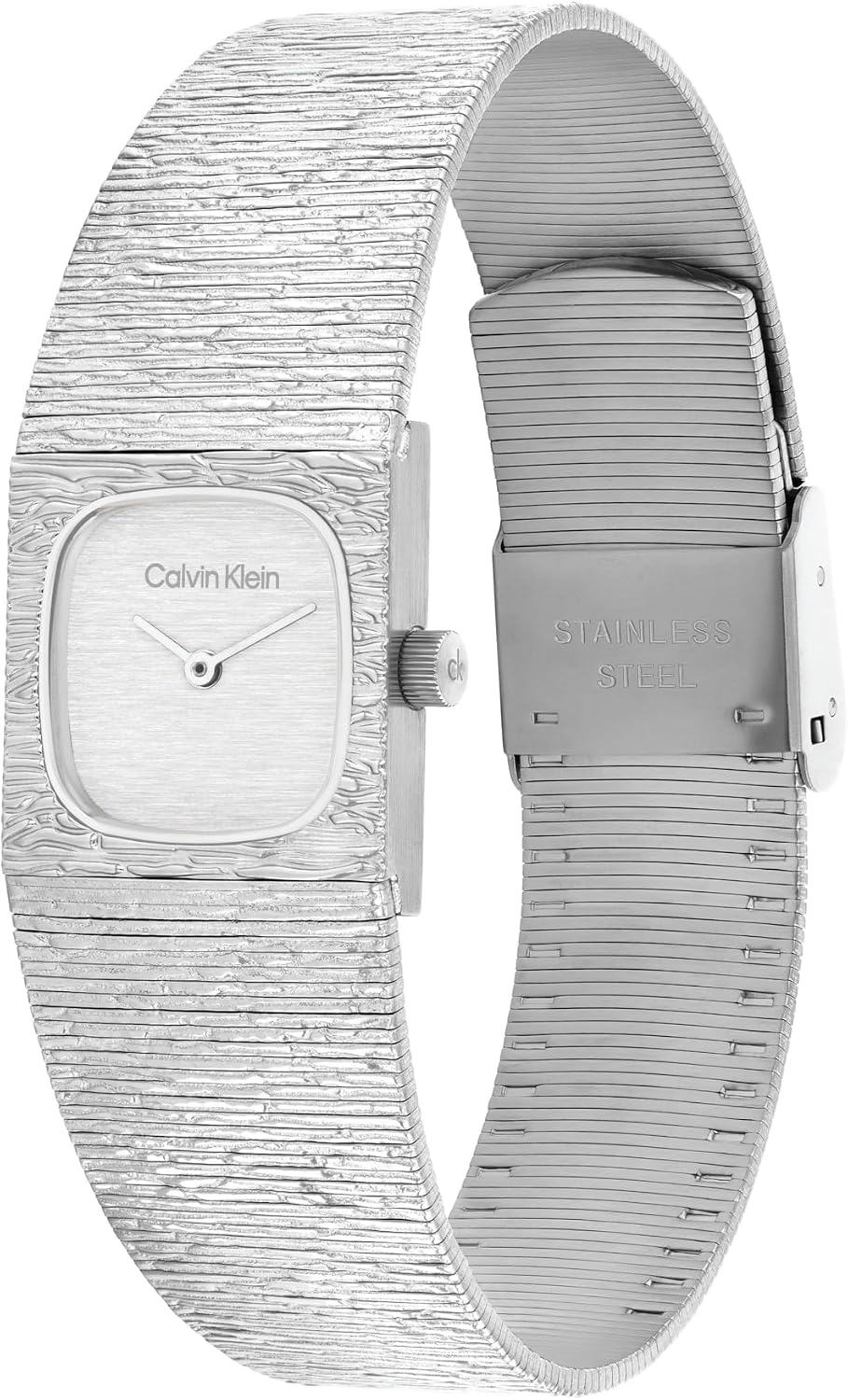 Calvin Klein Reloj Mujer Cuadrado Cuadrado Sutil - Caja Mini Cuadrada, Correa Malla, Esfera Texturizada, Resistente al Agua hasta 30m - Inspirado en Joyería, Reloj Contemporáneo - Regalo para Ella 20mm