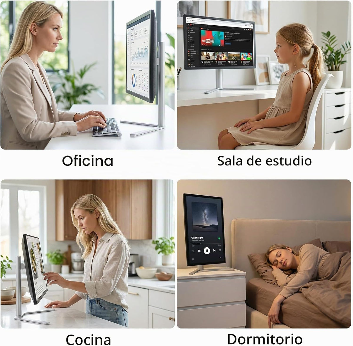 Soporte de monitor VESA de aluminio para monitor Peso 4.8-7.8 lb