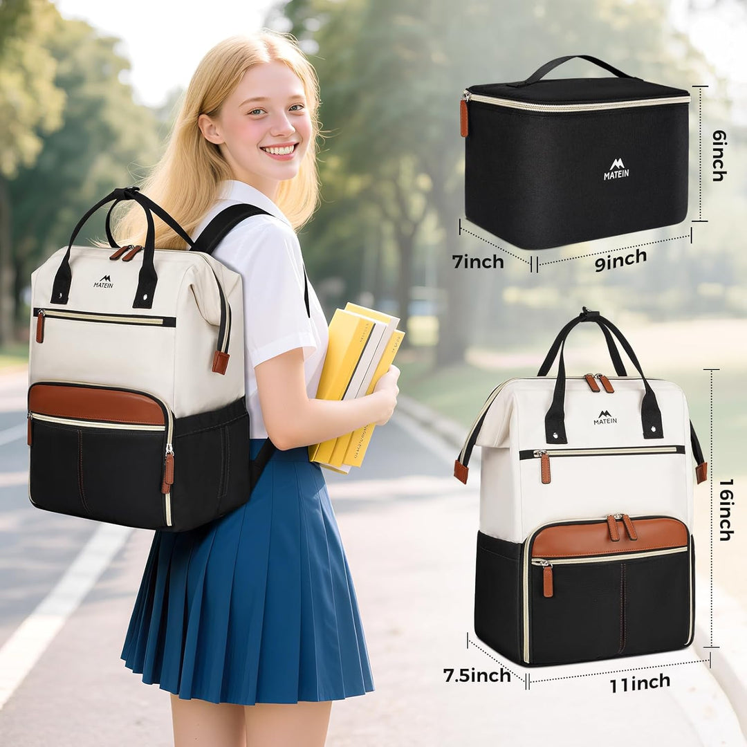 MATEIN Mochila para laptop con lonchera, mochila de almuerzo de 15....