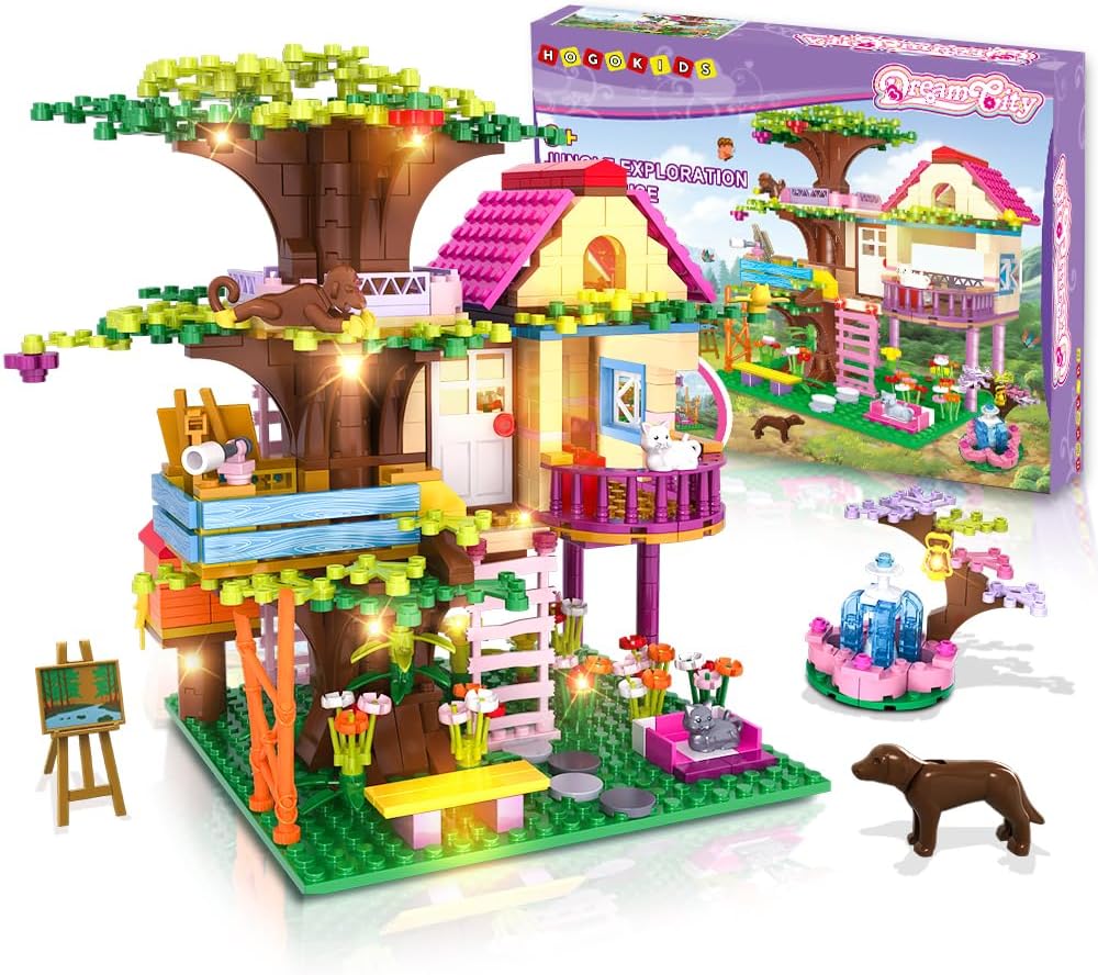 HOGOKIDS Juego de construcción de casa del árbol con luz