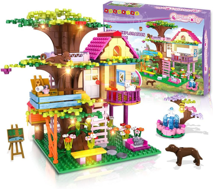 HOGOKIDS Juego de construcción de casa del árbol con luz