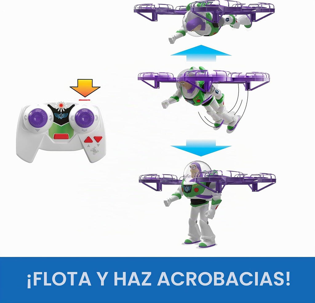 Mattel Disney y Pixar Toy Story 5 Flying RC, Hi-Tech Edition Buzz Lightyear Control remoto Electronic Split Wing Space Ranger