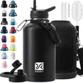 DYSANKY Botella de agua aislada | Metal al vacío de acero inoxidable grueso | Jarra de agua portátil grande de medio galón para gimnasio y senderismo con pajilla, bolsa de transporte, correa para asa