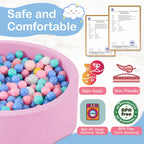 Piscina de bolas de espuma de 47.2 x 15.7 pulgadas para niños pequeños, pelotas redondas para bebés de 1 a 3 años, pelotas de juego para niños y niñas, pelotas no incluidas, color rosa