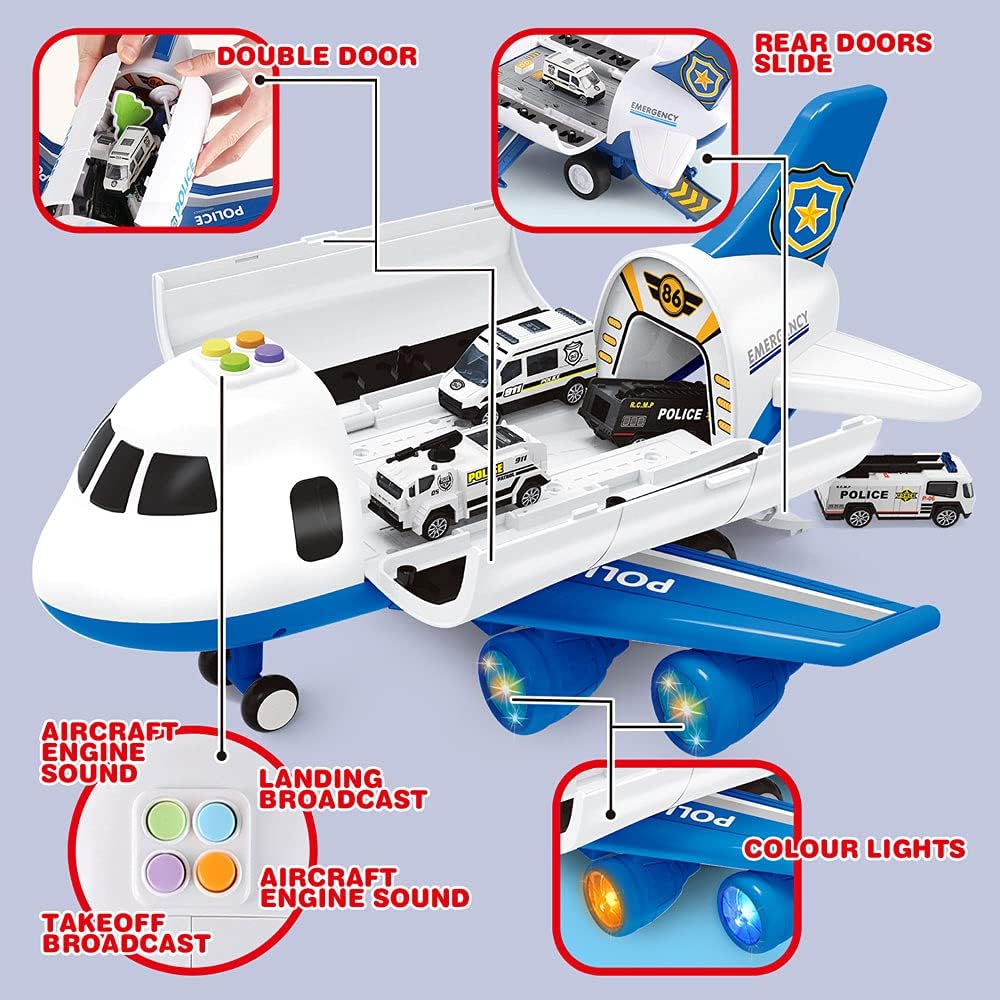 Dwi Dowellin Auto de juguetes para niños pequeños: avión de carga d...
