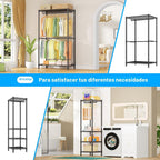 Perchero E10 (Con Barra Colgante Extensible) Percheros Independientes para Colgar Ropa, Sistema Organizador de Armario Ajustable, Perchero Portátil 73-97" An x 15" Pr x 72" Al, Carga Máxima 800