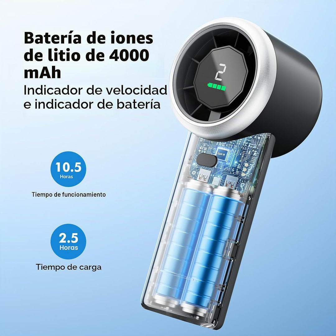 WHATOOK Ventilador turbo portátil de mano, mini ventilador personal...