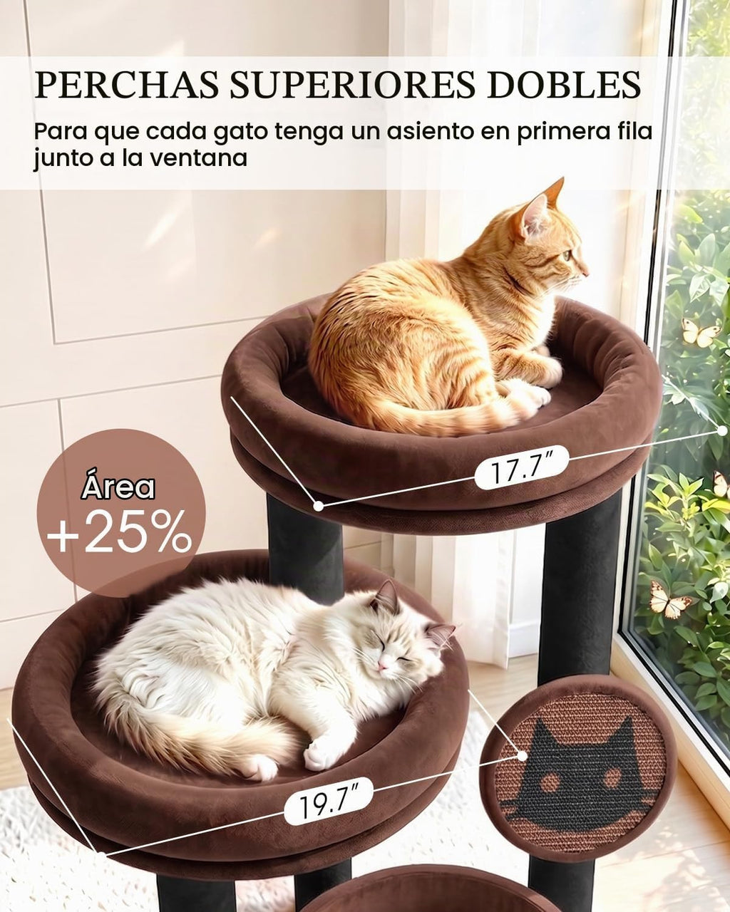 46 pulgadas de Torre de Árbol para Gatos Grandes en Interiores, Condo Cómodo para Gatos Adultos