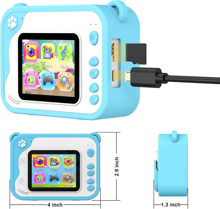 Cámara para niños con impresión instantánea, video de 1080P, tarjet...