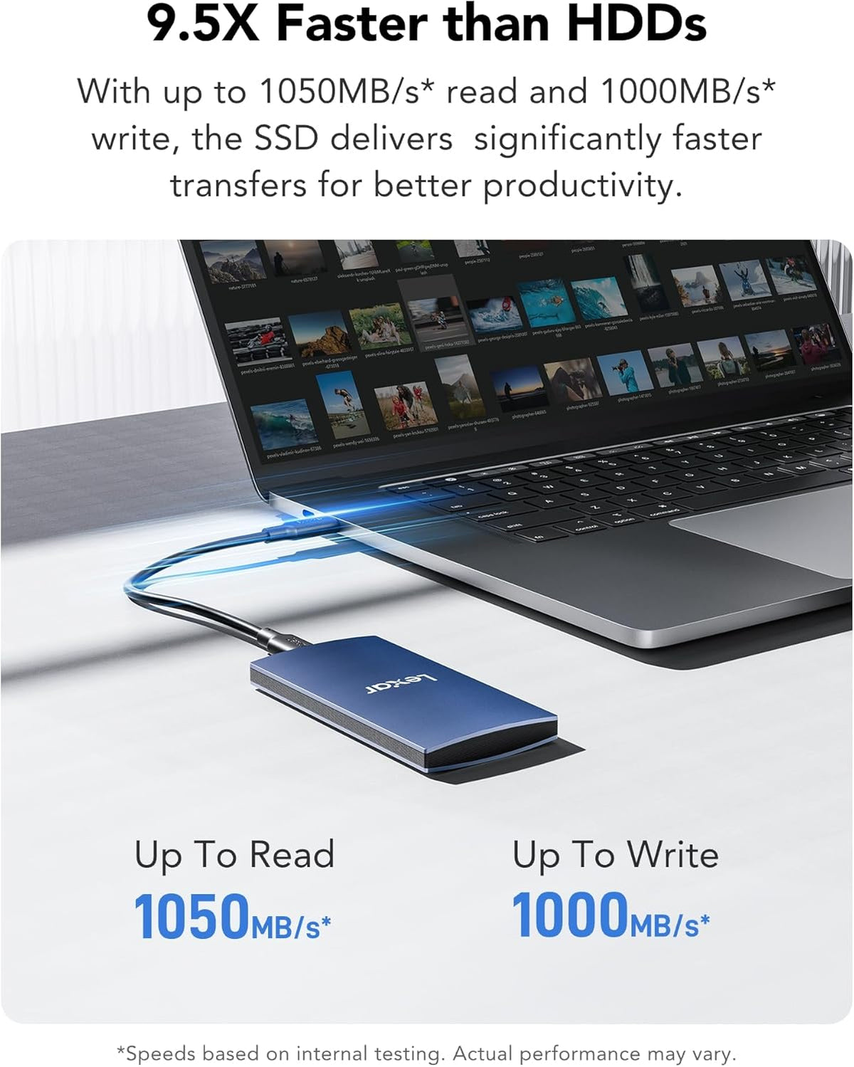 Lexar ES3 SSD externo de 2 TB, USB 3.2 Gen2 SSD portátil, PSSD hast...