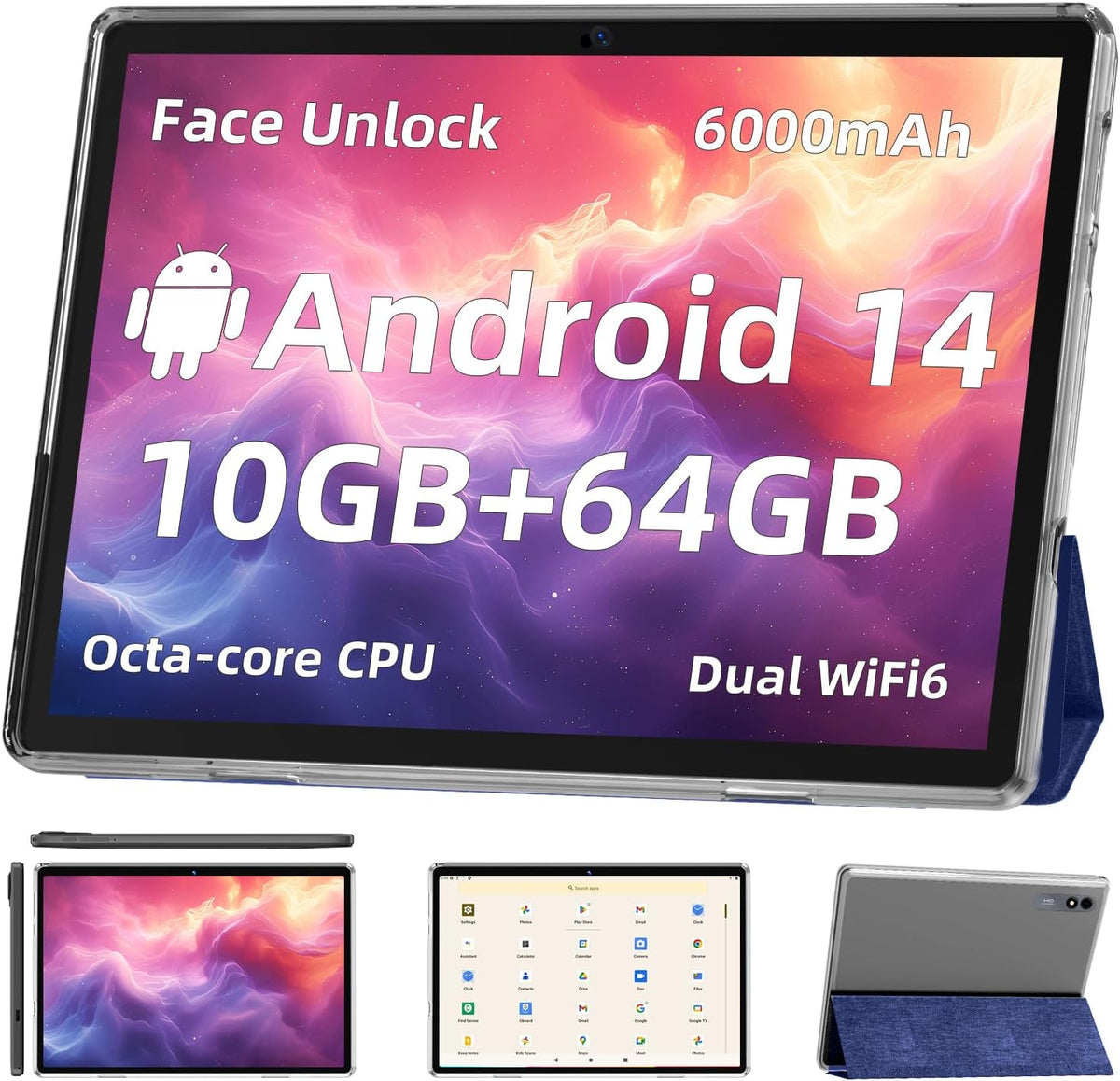 Tablet Android 14, tabletas de 10 pulgadas, procesador Octa Core