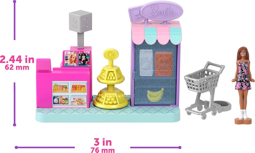 Barbie Mini Land DreamHouse y 3 juegos con 4 muñecas de 1.5 pulgada...