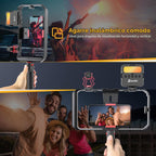 Zeadio Kit de aparejo de video para teléfono inteligente todo en uno, plataforma de jaula de teléfono variable con luz de video RGB, micrófono de escopeta, estabilizador de video universal para iPhone/Android, cinematografía, vlogging, YouTube, TikTok